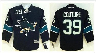 Youth NHL Sharks #39 Logan Couture Black Stitched Jersey