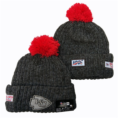 Chiefs Team Logo Gray Red 100th Season Pom Knit Hat YD