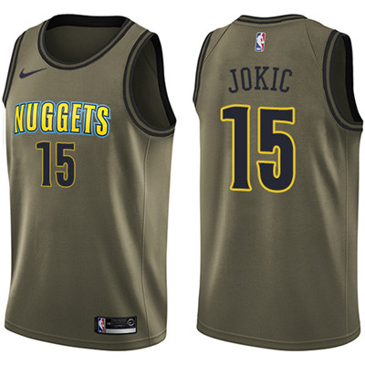 Nike Nuggets #15 Nikola Jokic Green Salute to Service Youth NBA Swingman Jersey Nike Nuggets #15 Nikola Jokic Green Salute to Service Youth NBA Swingman Jersey