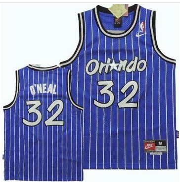Youth NBA Magic #32 Shaquille O'Neal Blue Nike Throwback Stitched Jersey