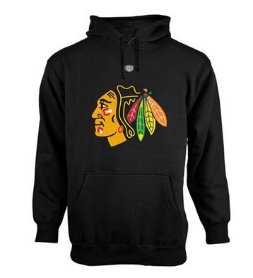 Chicago Blackhawks Old Time Hockey Big Logo with Crest Pullover Hoodie Black