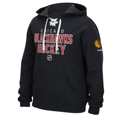 Chicago Blackhawks Reebok Stitch Em Up Lace Hoodie Black