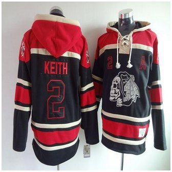 Chicago Blackhawks #2 Duncan Keith Black Sawyer Hooded Sweatshirt Stitched NHL jersey