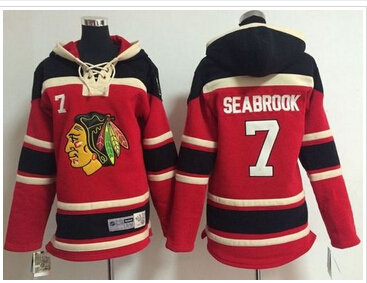 Youth NHL Blackhawks #7 Brent Seabrook Red Sawyer Hooded Sweatshirt Stitched Jersey