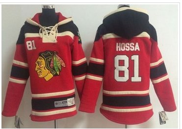Youth NHL Blackhawks #81 Marian Hossa Red Sawyer Hooded Sweatshirt Stitched Jersey