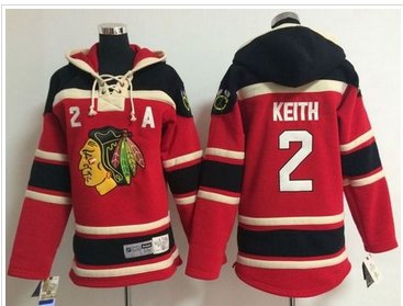 Youth NHL Blackhawks #2 Duncan Keith Red Sawyer Hooded Sweatshirt Stitched Jersey