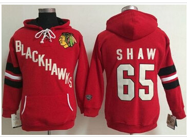 Chicago Blackhawks #65 Andrew Shaw Red Women's Old Time Heidi NHL Hoodie