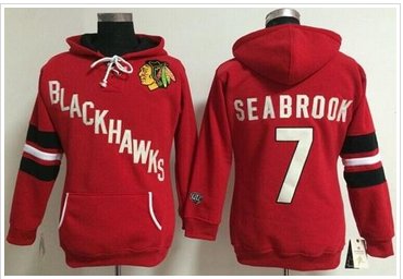 Women's NHL Blackhawks #7 Brent Seabrook Red Old Time Heidi Hoodie