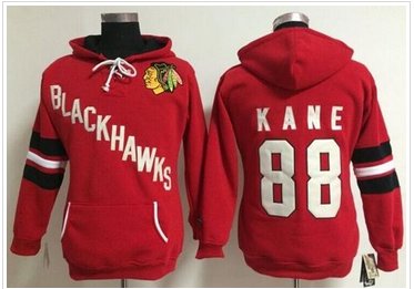 Women's NHL Blackhawks #88 Patrick Kane Red Old Time Heidi Hoodie