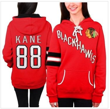 Women's Chicago Blackhawks #88 Patrick Kane Red Old Time Heidi NHL Hoodie