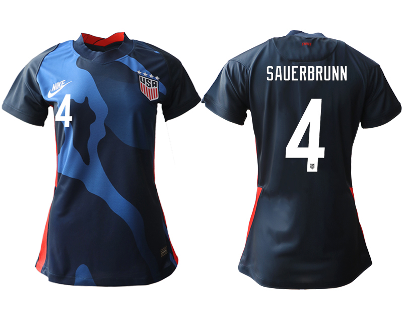 Womens USA #4 Saurbrunn Away Jersey