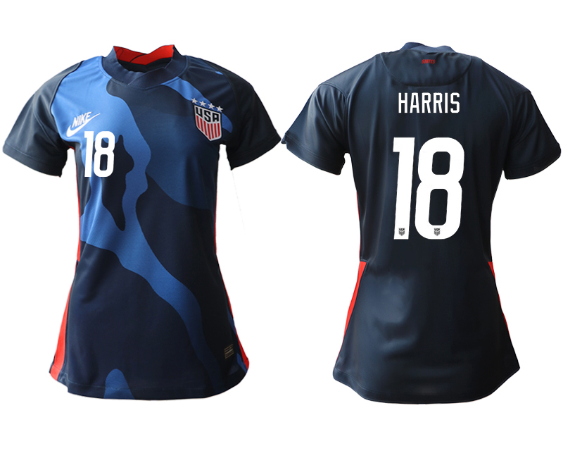 Womens USA #18 Harris Away Jersey