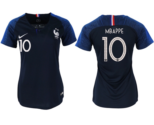 Women's France #10 Mbappe Home Soccer Country Jersey