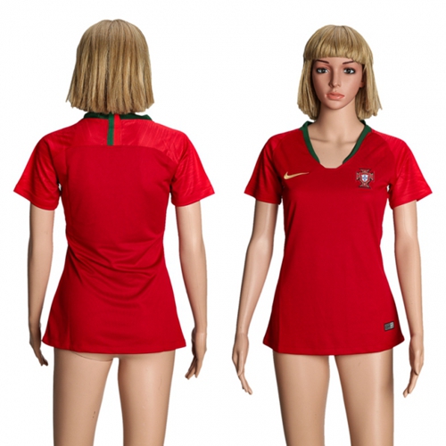 Women's Portugal Blank Home Soccer Country Jersey