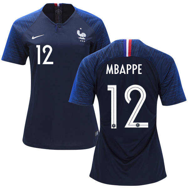 Women's France #12 Mbappe Home Soccer Country Jersey