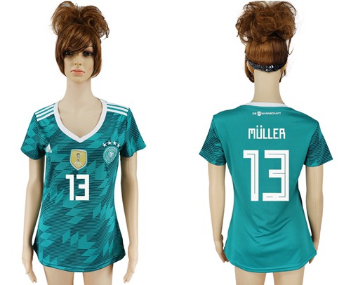 Women's Germany #13 Muller Away Soccer Country Jersey