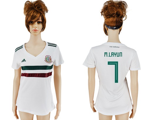 Women's Mexico #7 M.Layun Away Soccer Country Jersey