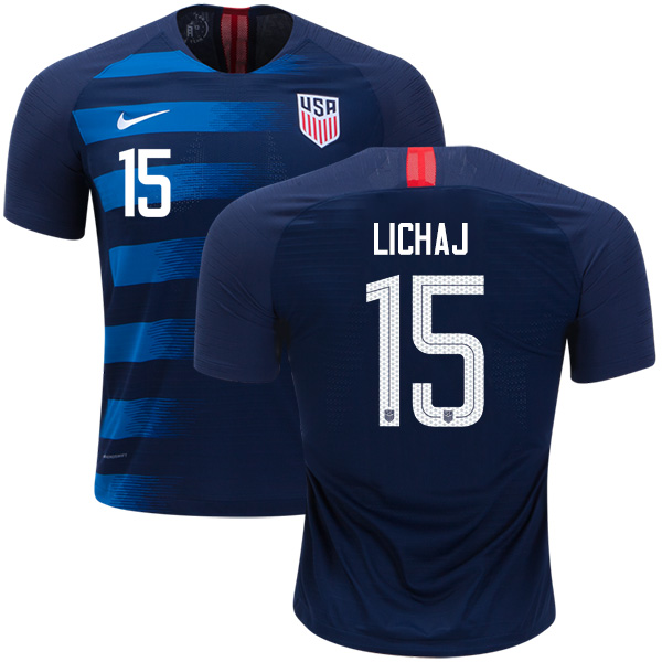 Women's USA #15 Lichaj Away Soccer Country Jersey