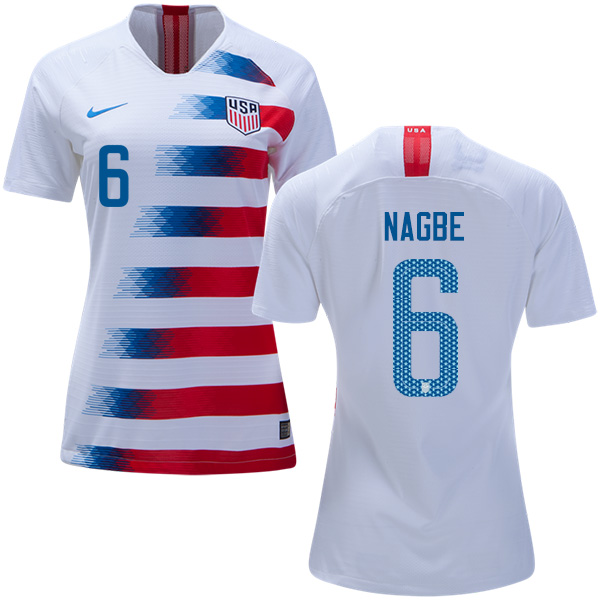 Women's USA #6 Nagbe Home Soccer Country Jersey