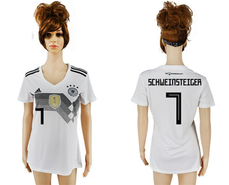 Women's Germany #7 Schweinsteiger White Home Soccer Country Jersey