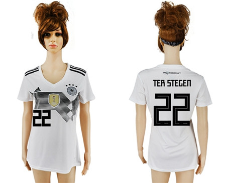 Women's Germany #22 Ter Stegen White Home Soccer Country Jersey