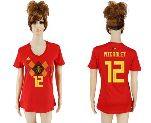 Women's Belgium #12 Mignolet Red Home Soccer Country Jersey