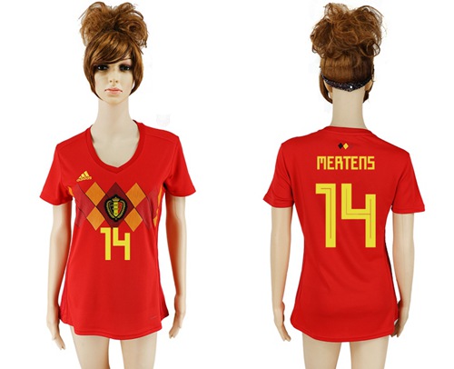 Women's Belgium #14 Mertens Red Home Soccer Country Jersey
