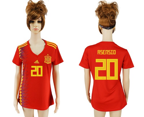 Women's Spain #20 Asensio Red Home Soccer Country Jersey