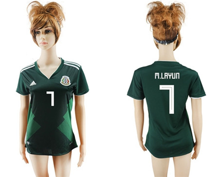 Women's Mexico #7 M.Layun Home Soccer Country Jersey