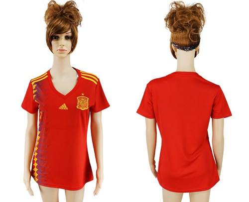 Women's Spain Blank Red Home Soccer Country Jersey