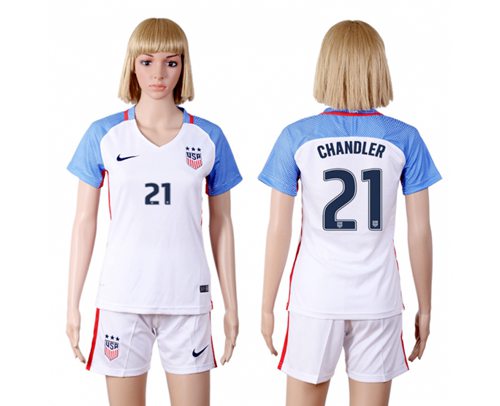 Women's USA #21 Chandler Home(Three Star) Soccer Country Jersey
