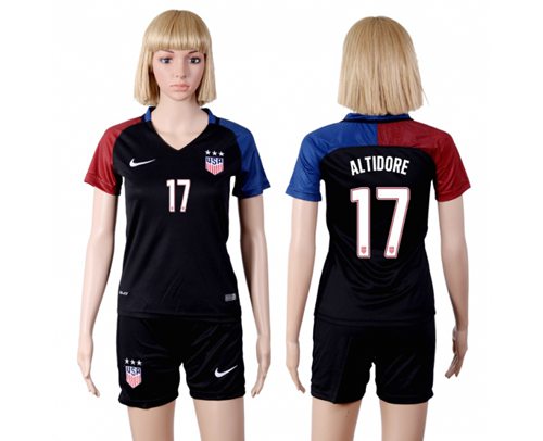 Women's USA #17 Altidore Away(Three Star) Soccer Country Jersey