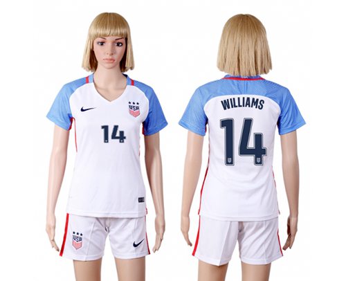 Women's USA #14 Williams Home(Three Star) Soccer Country Jersey