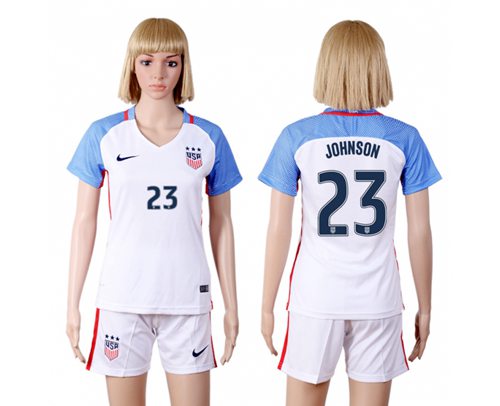 Women's USA #23 Johnson Home(Three Star) Soccer Country Jersey