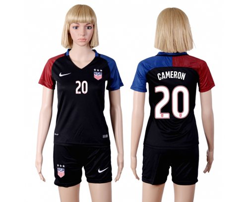 Women's USA #20 Cameron Away(Three Star) Soccer Country Jersey
