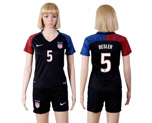 Women's USA #5 Besler Away(Three Star) Soccer Country Jersey