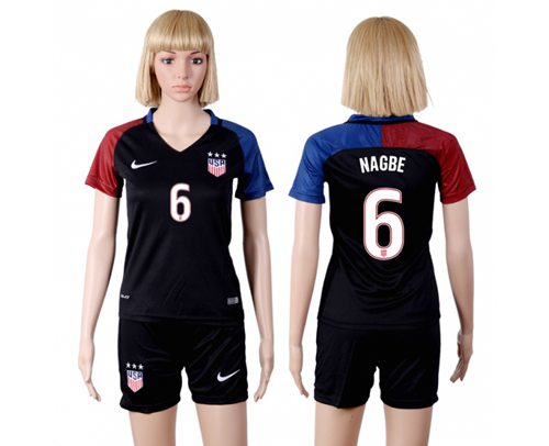 Women's USA #6 Nagbe Away(Three Star) Soccer Country Jersey