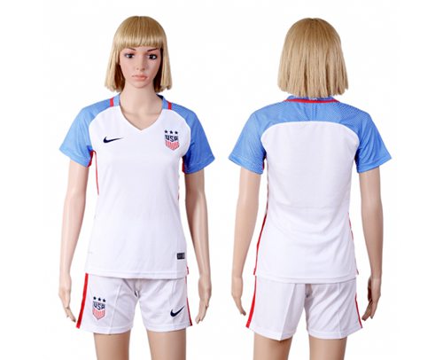 Women's USA Blank Home(Three Star) Soccer Country Jersey