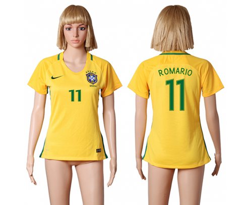 Women's Brazil #11 Romario Home Soccer Country Jersey