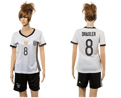Women's Germany #8 Draxler White Home Soccer Country Jersey
