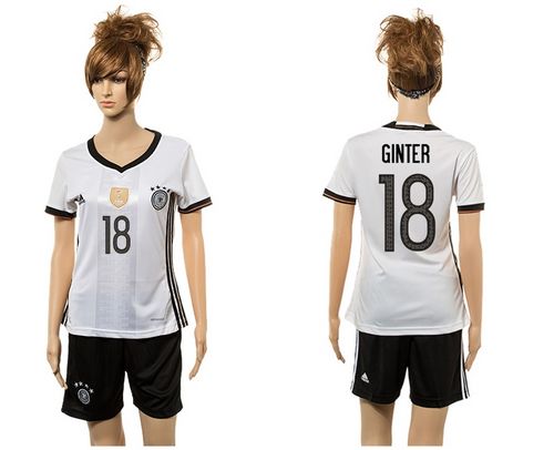 Women's Germany #18 Ginter White Home Soccer Country Jersey