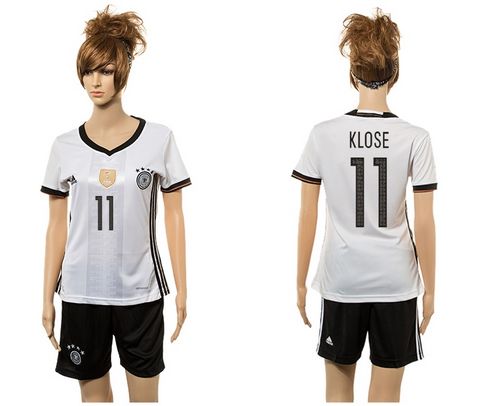 Women's Germany #11 Klose White Home Soccer Country Jersey