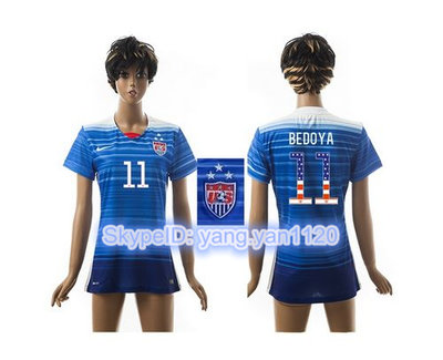 Women's USA #11 Bedoya Three Star Independence Day Away Soccer Country Jersey