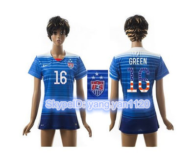 Women's USA #16 Green Three Star Independence Day Away Soccer Country Jersey