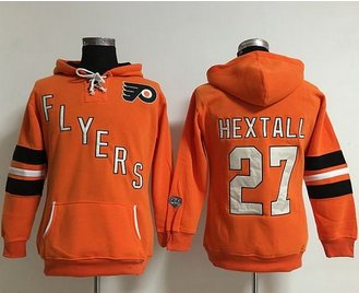Women Philadelphia Flyers #27 Ron Hextall Orange Old Time Heidi NHL Hoodie