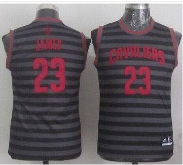 Youth Cavaliers #23 LeBron James Black Grey Groove Stitched NBA Jersey