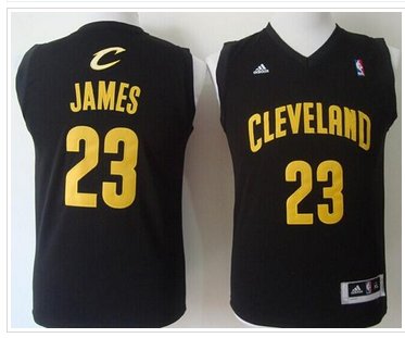 Youth NBA Revolution 30 Cavaliers #23 LeBron James Black Stitched Jersey