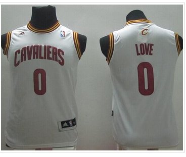 Youth NBA Revolution 30 Cavaliers #0 Kevin Love White Stitched Jersey