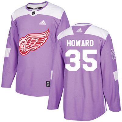 Adidas Red Wings #35 Jimmy Howard Purple Authentic Fights Cancer Stitched Youth NHL Jersey