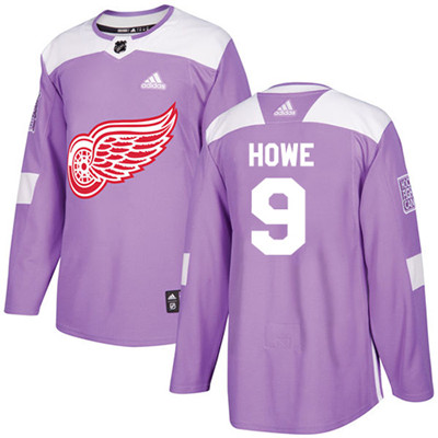 Adidas Red Wings #9 Gordie Howe Purple Authentic Fights Cancer Stitched Youth NHL Jersey